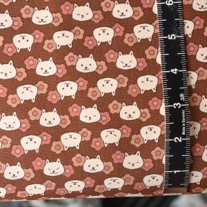 Asano Nekogram (Cat Monogram) Oxford Cotton Brown