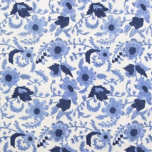 Fableism Indian Block Prints: Cottage Country Floral Blue