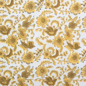 Fableism Indian Block Prints: Cottage Country Floral Yellow
