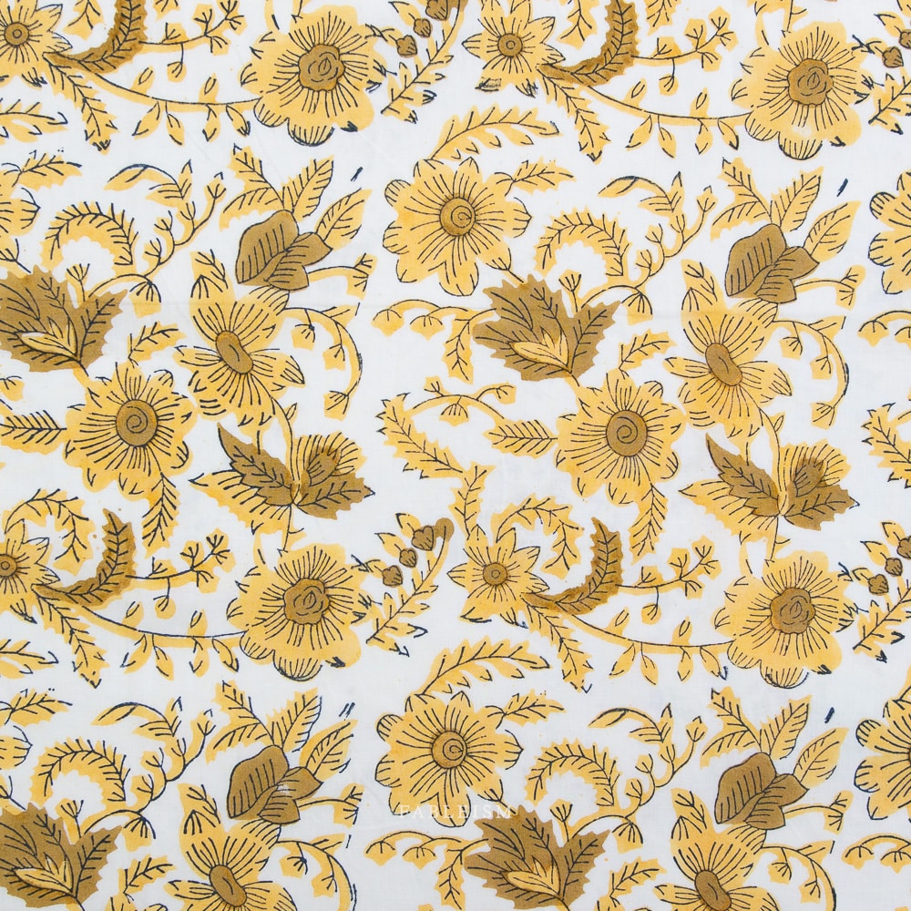 Fableism Indian Block Prints: Cottage Country Floral Yellow
