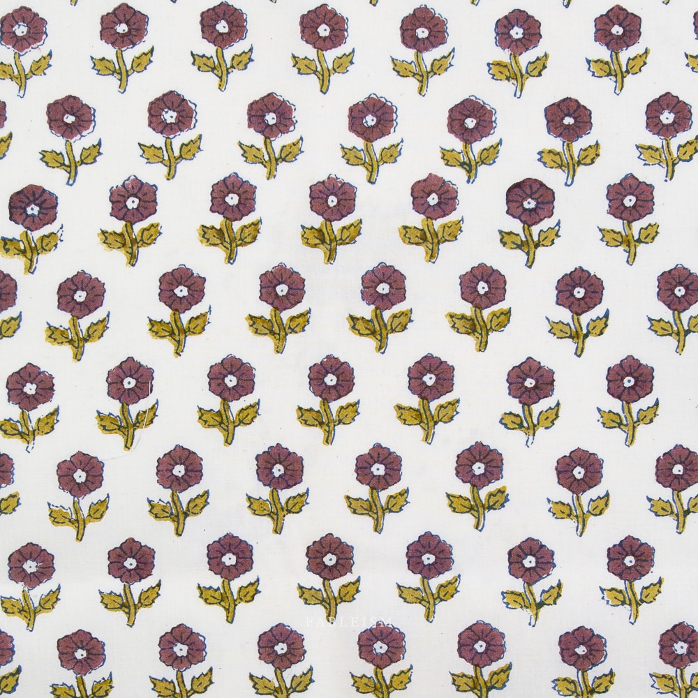 Fableism Indian Block Prints: Cottage Flowerling Eggplant