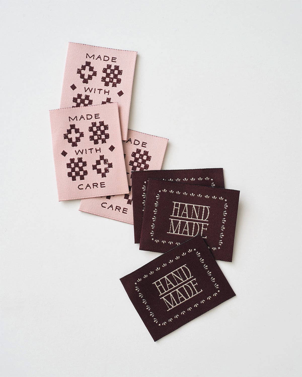 Matchy Matchy Made with Care Sketchy Quilt Pink Woven Garment Labels