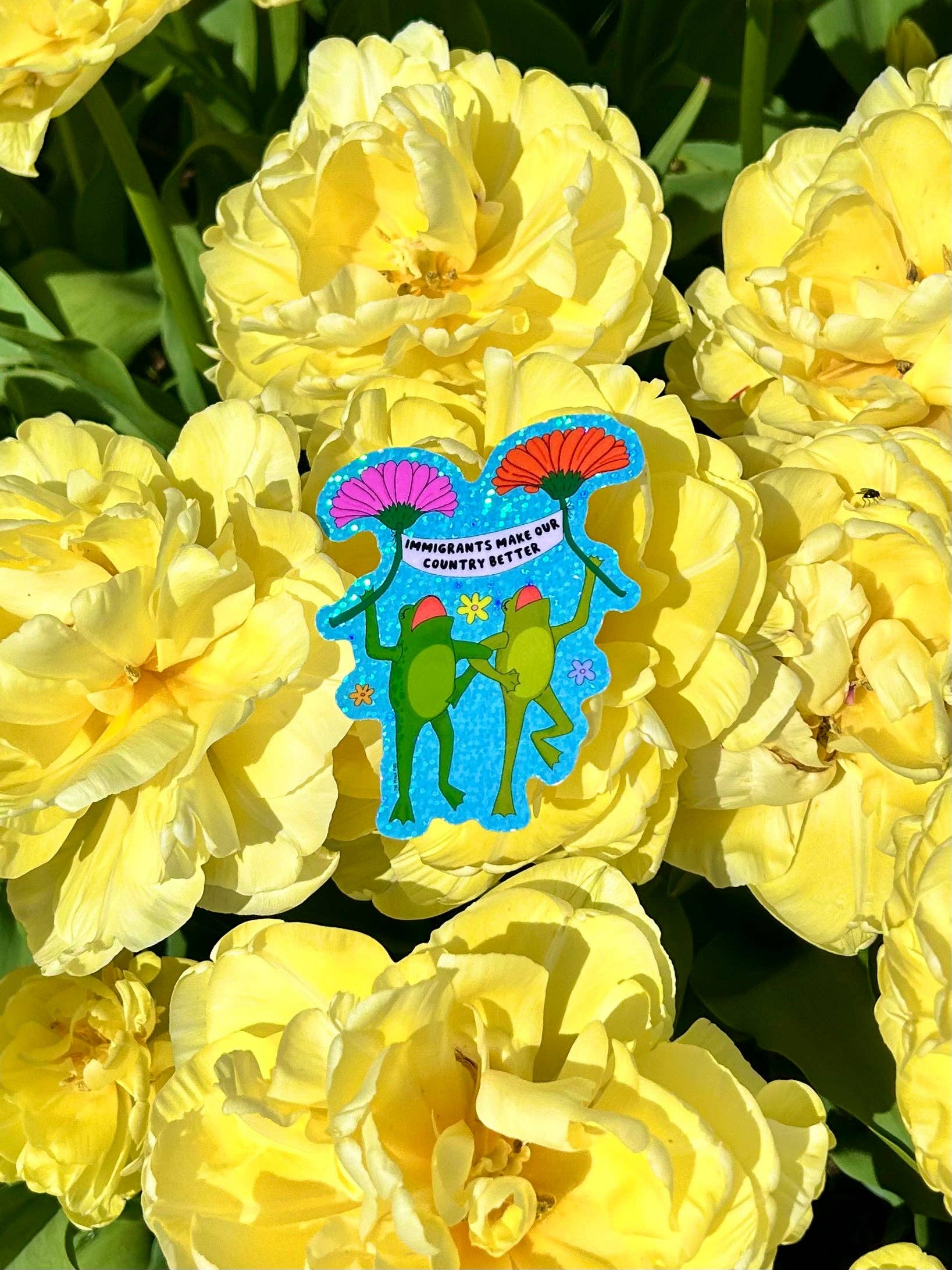 The Peach Fuzz Immigrants Make Our Country Better Glitter Sticker - Image 6