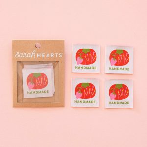 Sarah Hearts Tomato Pincushion Handmade Large Woven Sewing Labels