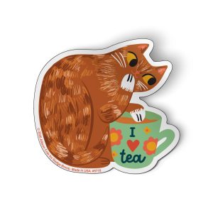 Badge Bomb I Heart Tea Cat Sticker