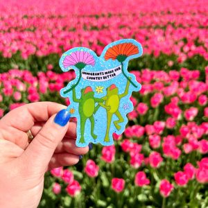 The Peach Fuzz Immigrants Make Our Country Better Glitter Sticker