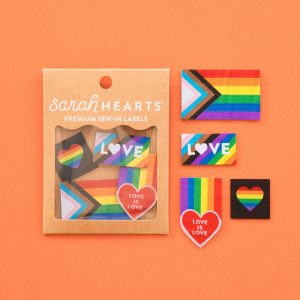 Sarah Hearts Pride Rainbow Iron-on Label Multipack