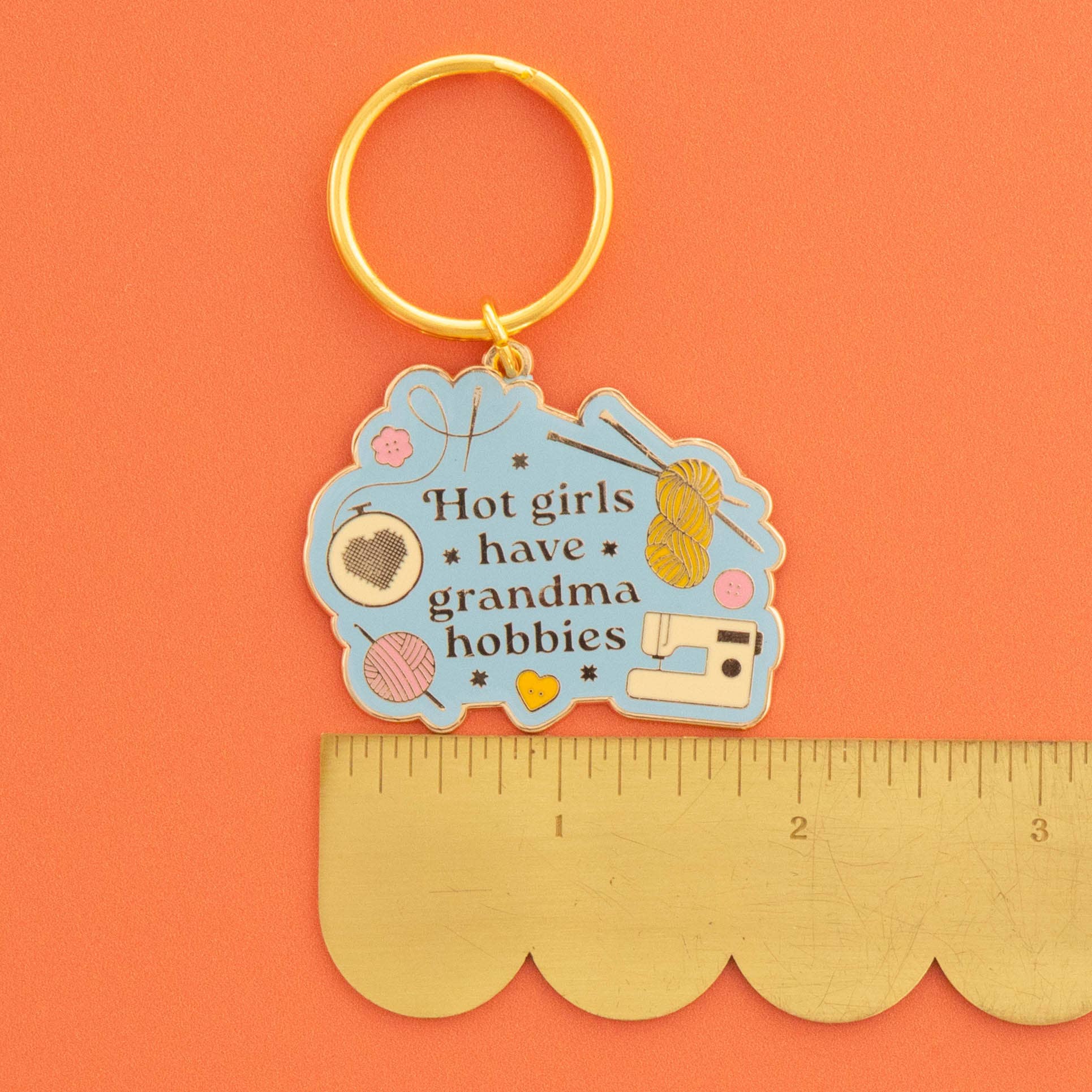 Sarah Hearts Hot Girls Have Grandma Hobbies Keychain - Image 2