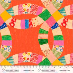 Windham Fabrics Heather Ross Boat Race Double Wedding Rings Red