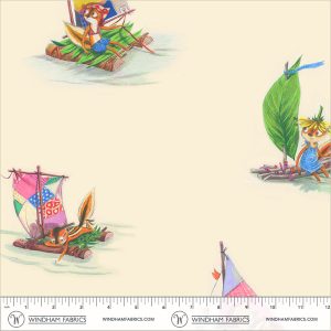 Windham Fabrics Heather Ross Boat Race Stick Boats Ivory