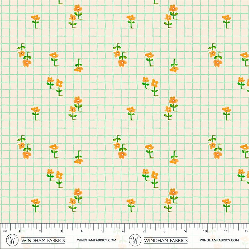 Windham Fabrics Heather Ross Boat Race Trellis Aqua
