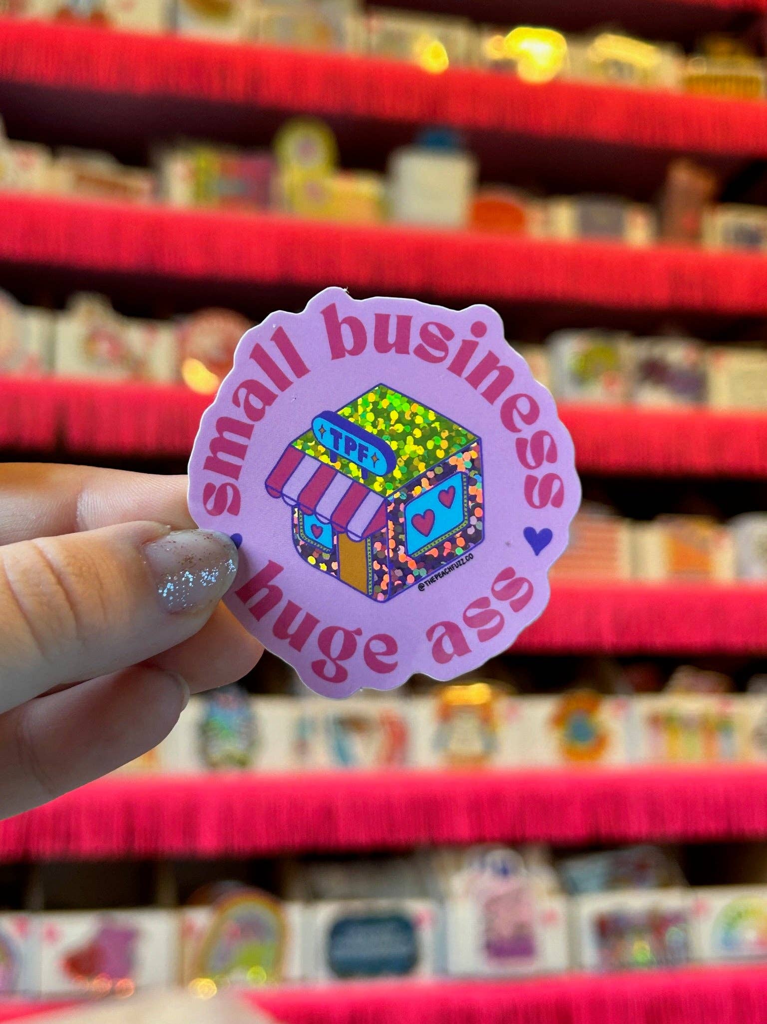 The Peach Fuzz Small Business, Huge Ass Glitter Sticker - Image 2