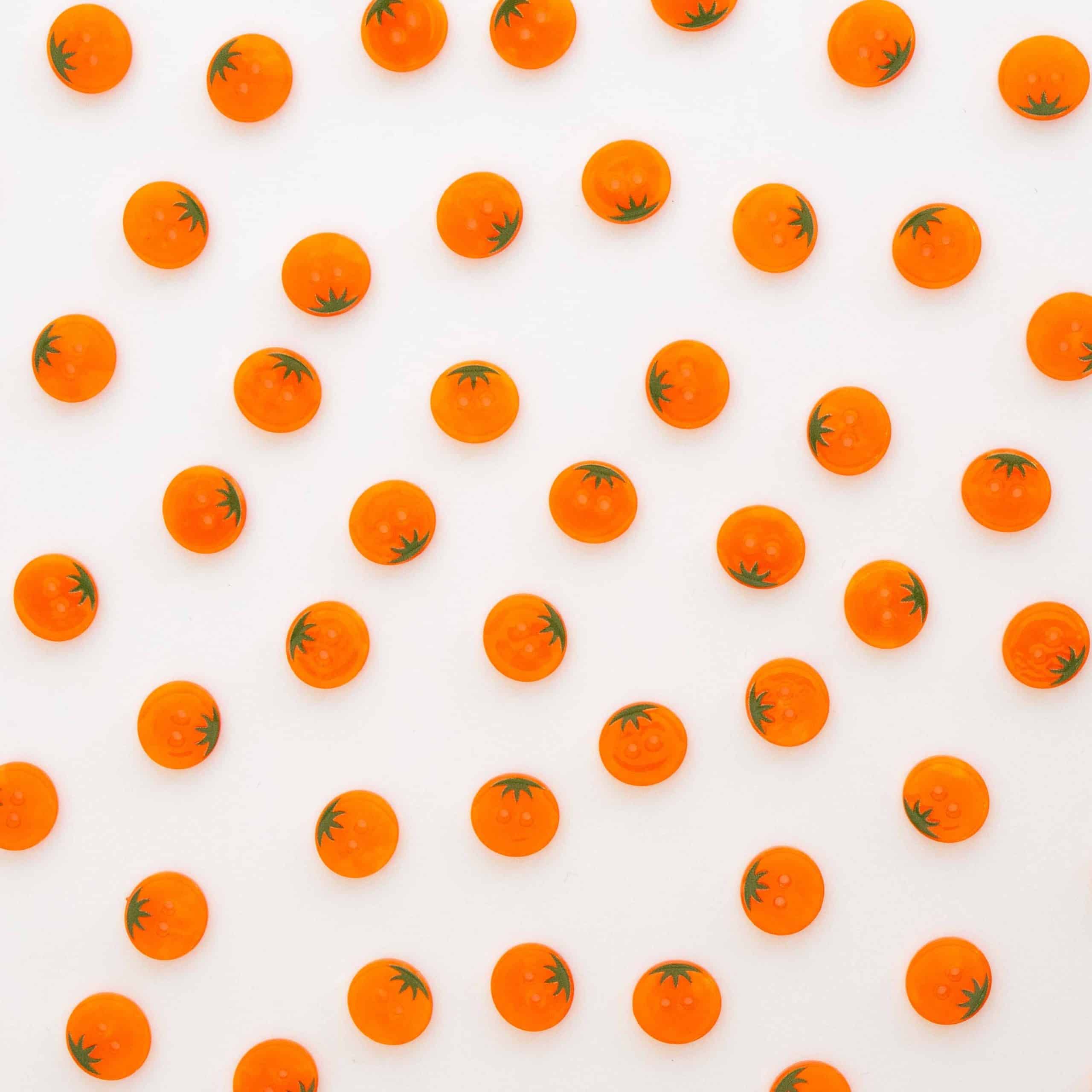 Sarah Hearts Orange Heirloom Tomato Small 5/8" Buttons - Image 3