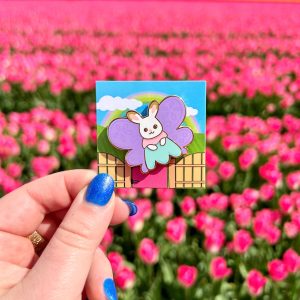 The Peach Fuzz Butterfly Bunny Enamel Pin