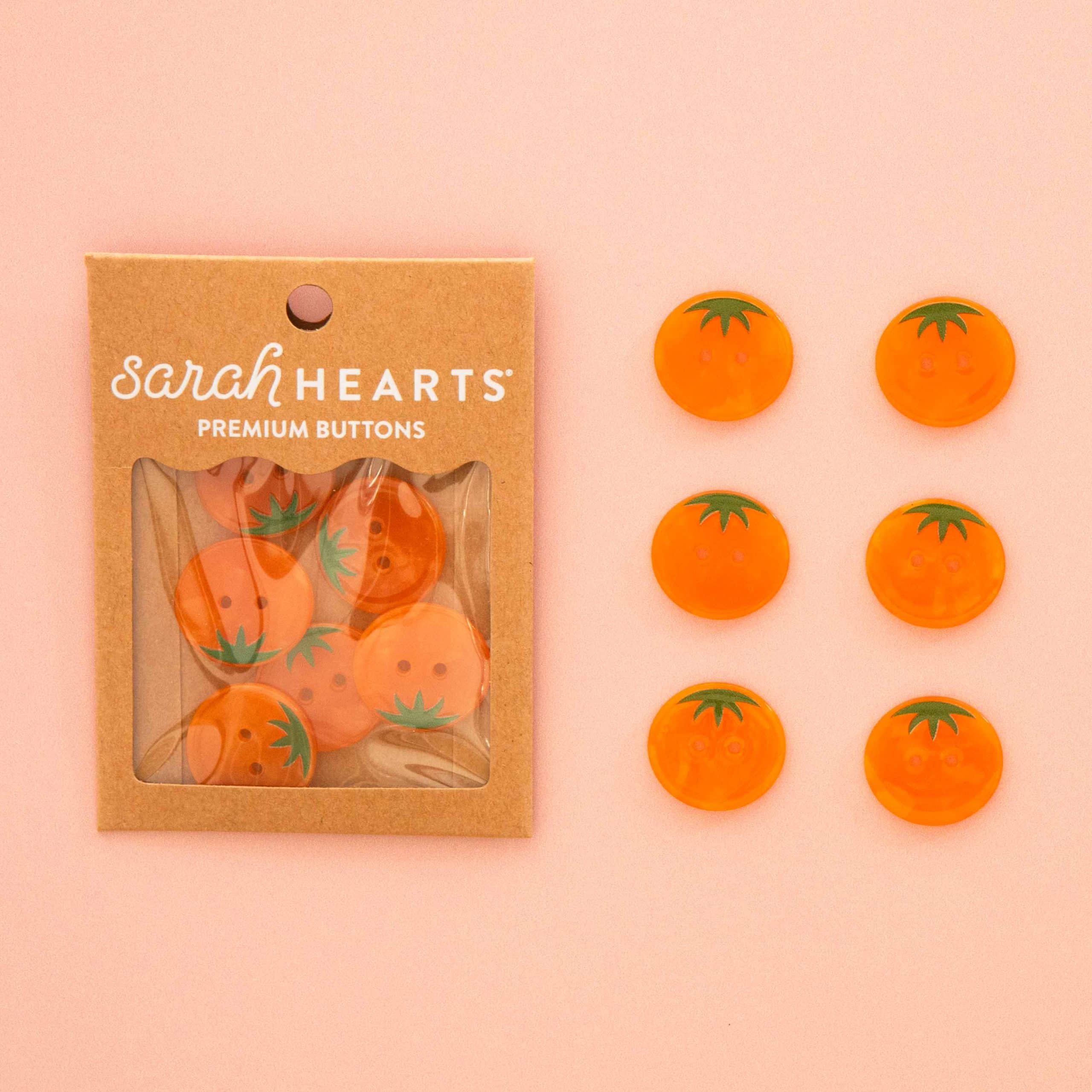 Sarah Hearts Orange Heirloom Tomato Large 1" Buttonsz